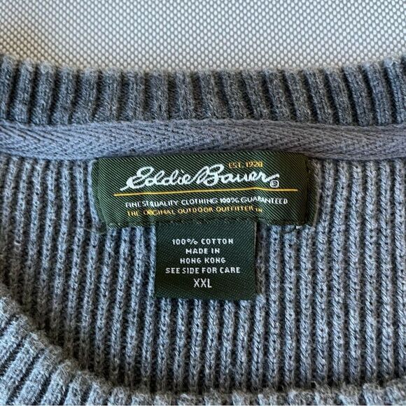 Eddie Bauer Gray Knit Crewneck Heavyweight Cotton Sweater Men’s Size XXL - Picture 4 of 9